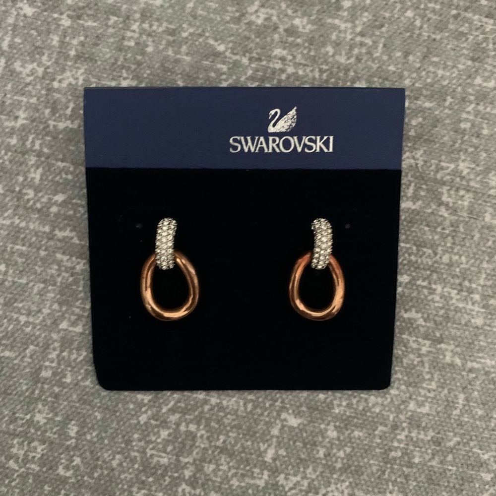 Swarovski Rose Gold and Silver Tone Earrings